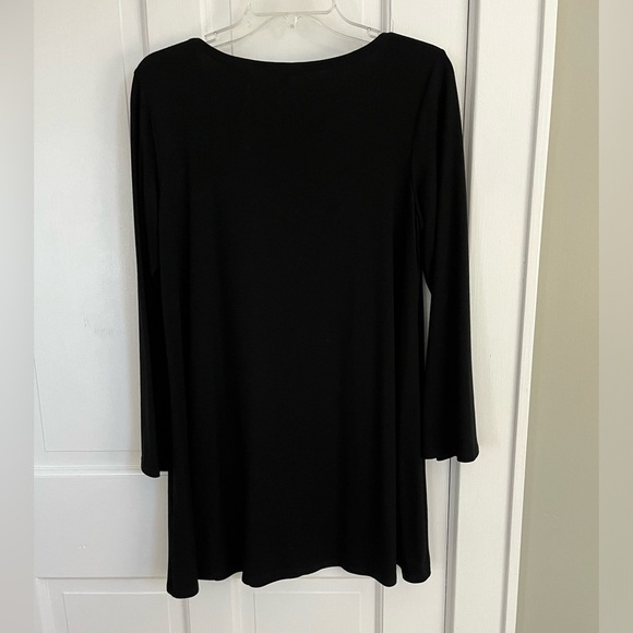 Eileen Fisher Black Jersey Knit Long Sleeve Shift Dress size M Minimalist - Picture 6 of 14